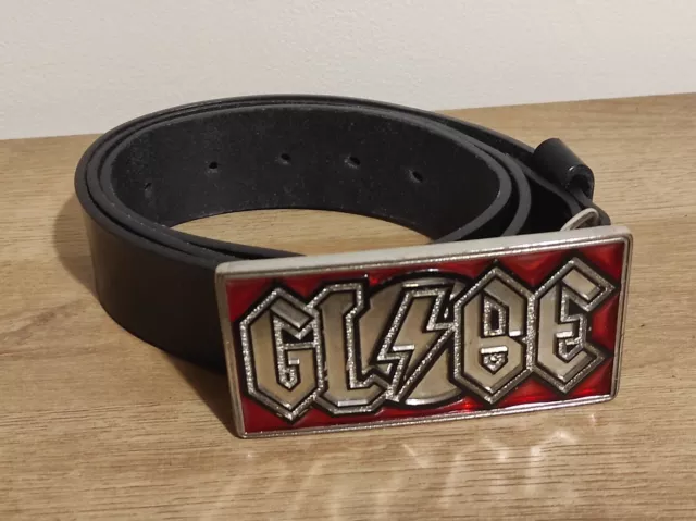 Globe Skate Belt- Black Leather- Surf Skateboarding Apparel- Adults Mens Unisex