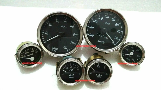 Smiths Replica Elec Temp Oil Fuel Volt Gauge+Speedometer MPH CW+Tacho