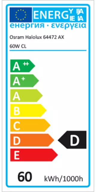 Ampoule Halogène Transparent, 60W/70W/230V/E27 , OSRAM Halolux Ceram, 64472KL