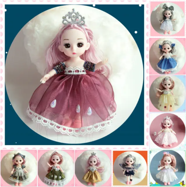 Fully Jointed Moveable Dolls 6.3“ Gorgeous Princess Dresses Toys Girl Gifts