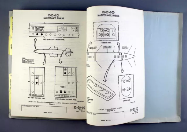 Douglas Dc-10 Vintage 1978 Airline Maintenance Manual Chapters 30 - 33