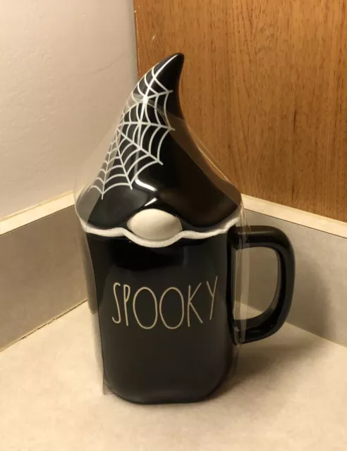 Rae Dunn Halloween Brand New “Spooky” Black Mug With Gnome Topper