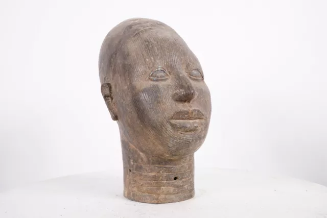 Yoruba Bronze Ife Head 12" - Nigeria - African Tribal Art