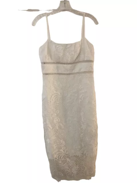 ML Monique Lhuillier Lace Floral Midi Dress White Size 4