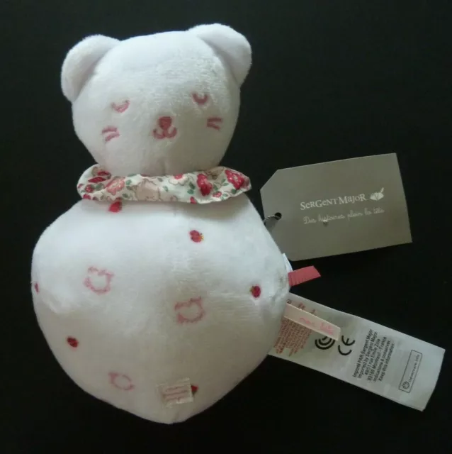 W7. DOUDOU BOULE SERGENT MON PREMIER MAJOR CHAT BLANC ROSE ma jolie coccinelle