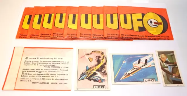 Rare Monty Gum Factories Leiden Holland 1970 UFO x10 full packs 3 cards per pack