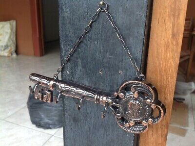 Vintage KEY Hook Antique Solid Brass Hanger Wall Mount Strong Unique Wall Decor