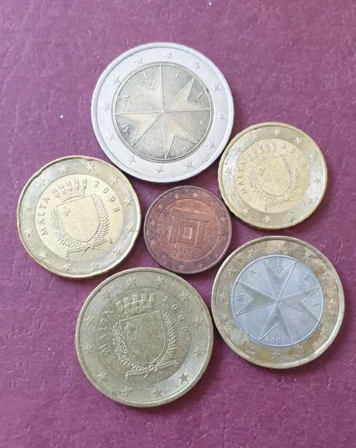 Malta 1, 10, 20, 50 Cent, 1 und 2 Euro KMS