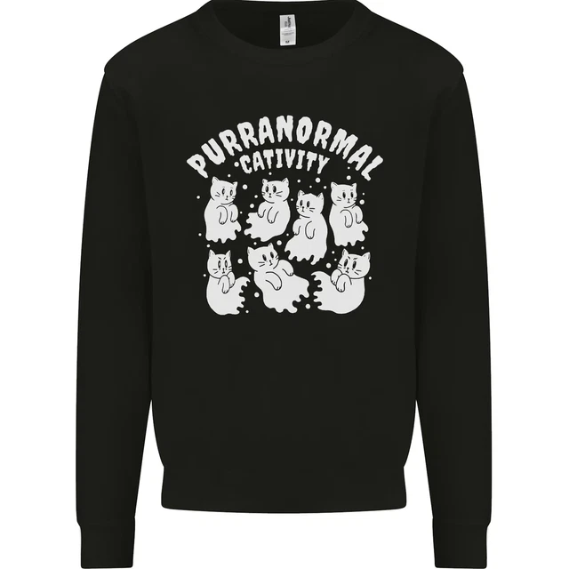 Purranormal Cativity Funny Halloween Cat Kids Sweatshirt Jumper