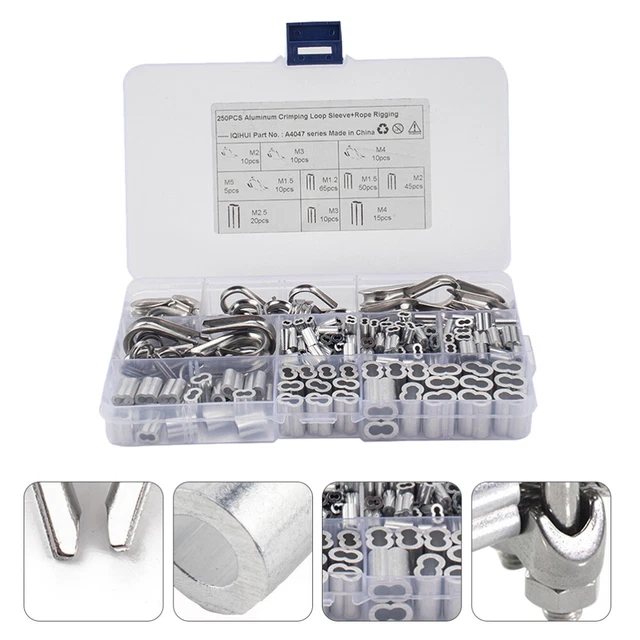 250 Pcs Manchon De Boucle Sertissage En Aluminium Cosse Câble Amoureux