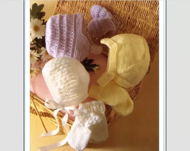 N13B20 Baby's Childs DK Hats & Mitts  0-24 Months Vintage Knitting Pattern COPY