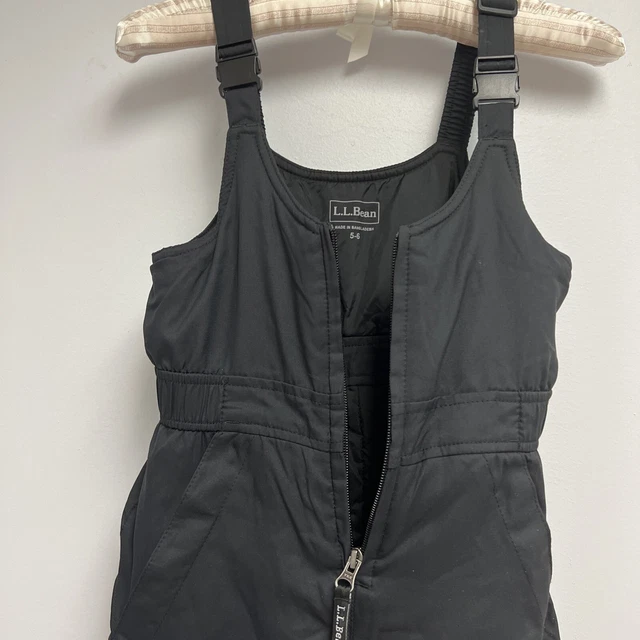 L. L.  Bean Kids Black Snow bibs Ski Bibs, Youth Size 4- 5 Thinsulate EUC