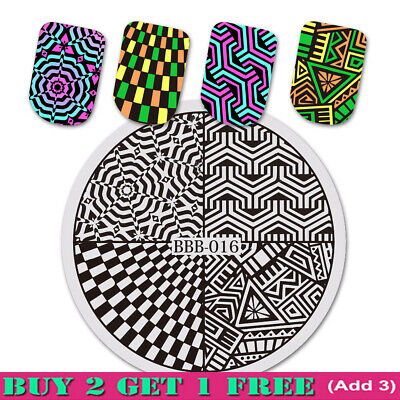 Round Stamping Template Geometric Pattern Manicure Nail Art Stamp Image PlaDZ