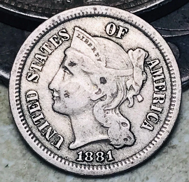 1881 Three Cent Nickel Piece 3C Ungraded Choice US Type Coin CC18199