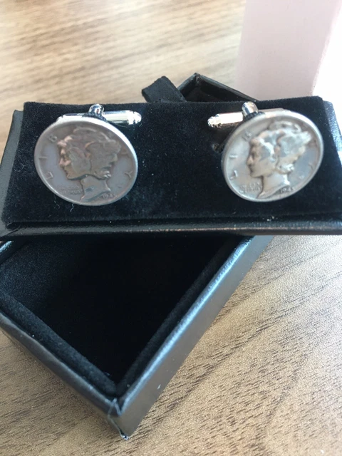 Mercury Dime cufflinks, 90% silver, Handmade coin cufflinks. Mercury Dime cufflinks, 90% silver, Handmade coin cufflinks.