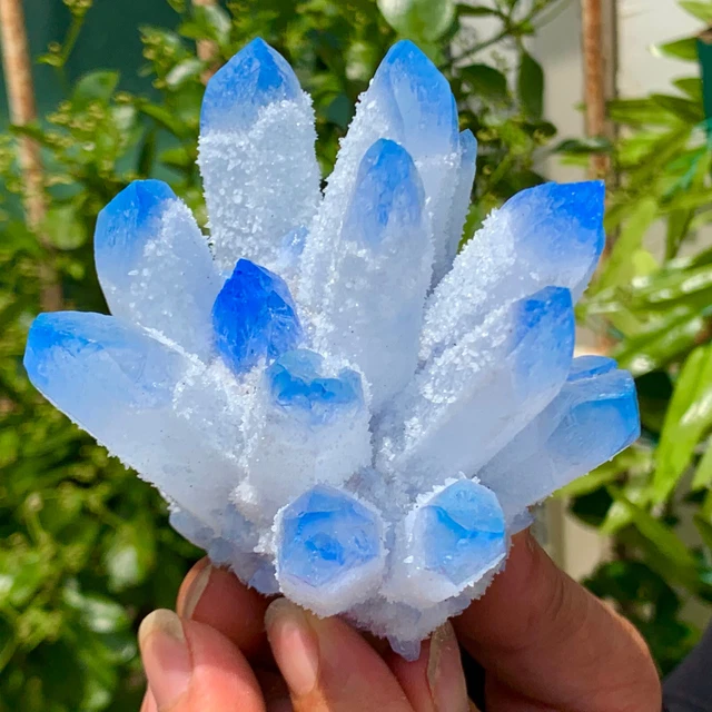 406G New Find sky blue Phantom Quartz Crystal Cluster Mineral Specimen Healing