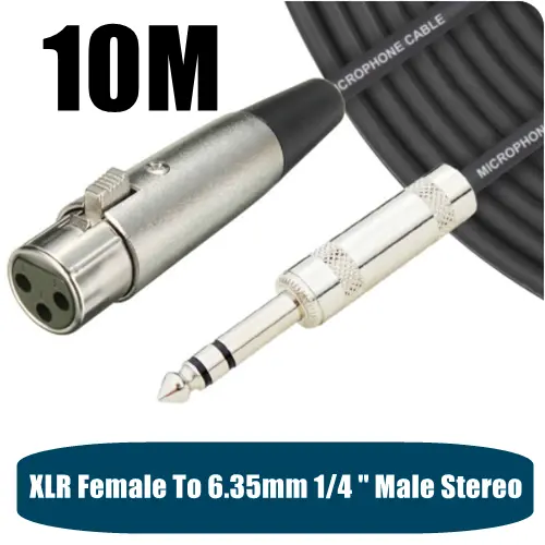 XLR Female To 6.35mm Stereo 1/4 '' Male Balanced Cable TRS Microphone Jack Lead