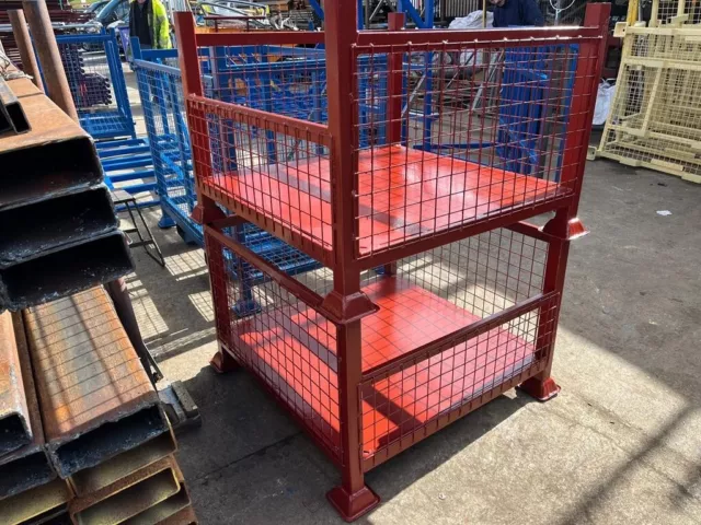 Metal pallet British Stackable Steel Cage Stillage Half Front Steel base 2