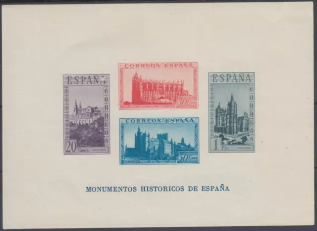 España Monumentos Historicos ** 848 Hoja Bloque Sin Dentar - 1938 - Mnh