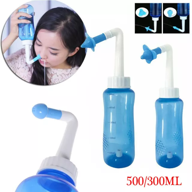 500/300ML Nasal Flush Kit Neti Pot Sinus Rinse Nose Wash Bottle Irrigator Saline