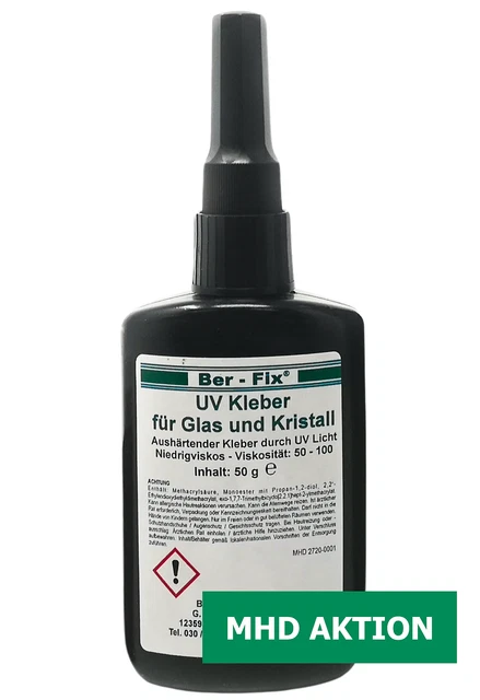 Ber-Fix 50g UV-Kleber Hochviskos Plus UV Taschenlampe 21er Led