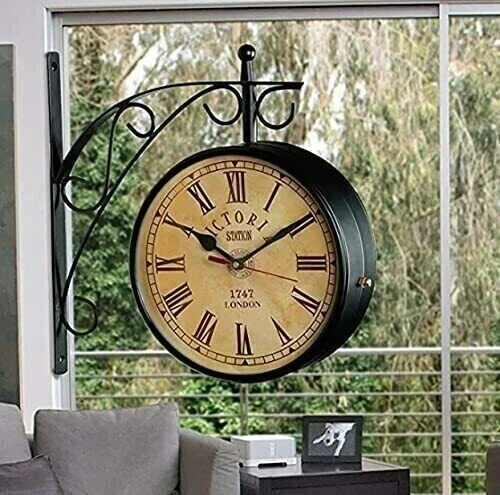 Reloj de pared antiguo de la estación Victoria, reloj de ferrocarril de...