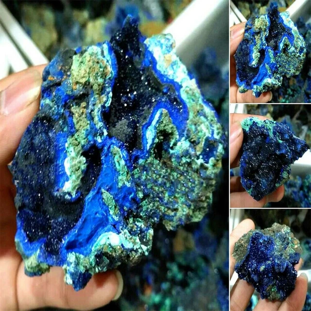 100% Natürlicher Azurit-Malachit-Geode-Kristall-Mineral-Probe Reiki-Heilstein DE