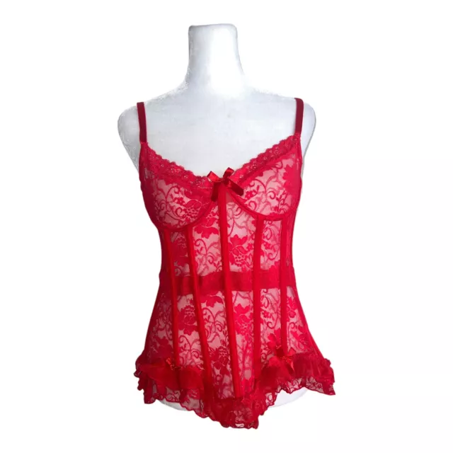 Coquette Full Lace Boned Corset Small Bustier Red Dark Aesthetic Lingerie