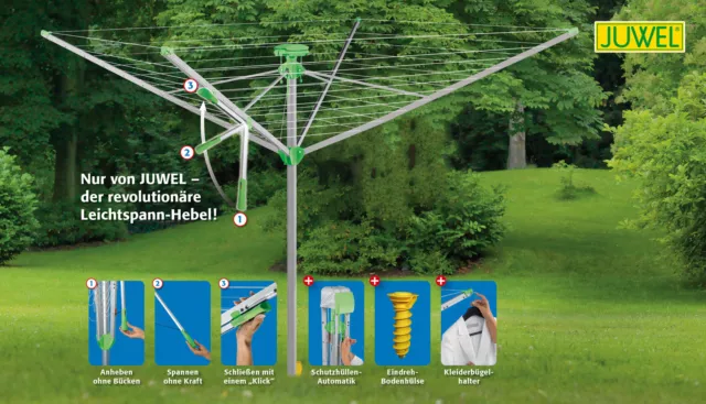 Juwel Wäschespinne Novaplus 500 Easy (Wäscheschirm, 2,95 m, Automatik Spanner)