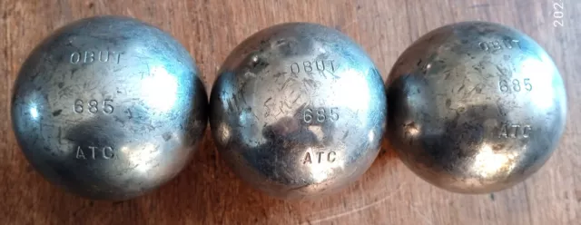 triplette boules pétanque de compétition  OBUT  ATC  Poids 685 g Diamètre 74 mm