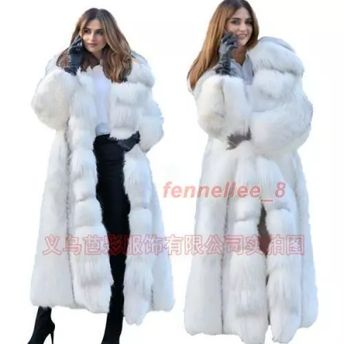 Occident Winter Womens Warm Fluffy Faux Fur Hooded Long Coat Oaver Coat Sz