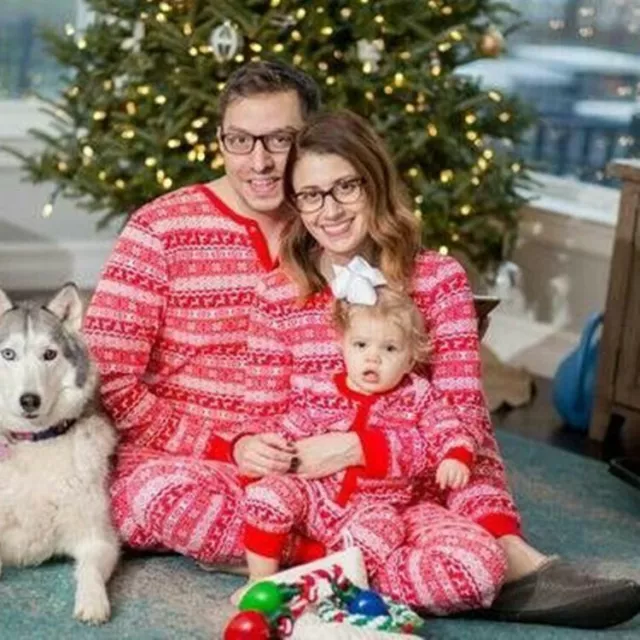 Unisex Weihnachten Familie Heim Schlafanzüge Langärmelig Nachtwäsche Anzug