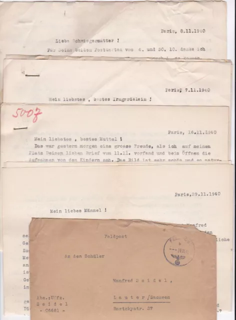 Militärbefehlshaber Frankreich, Paris. FP.-Brief Nov.1940+3 Inhalte.Kommandostab