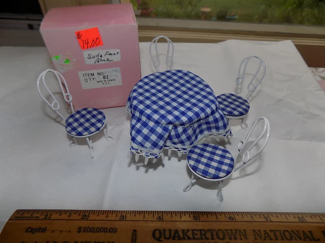 Vintage Dollhouse Furniture Old Fashioned Miniature Ice Cream Parlor Set And Box