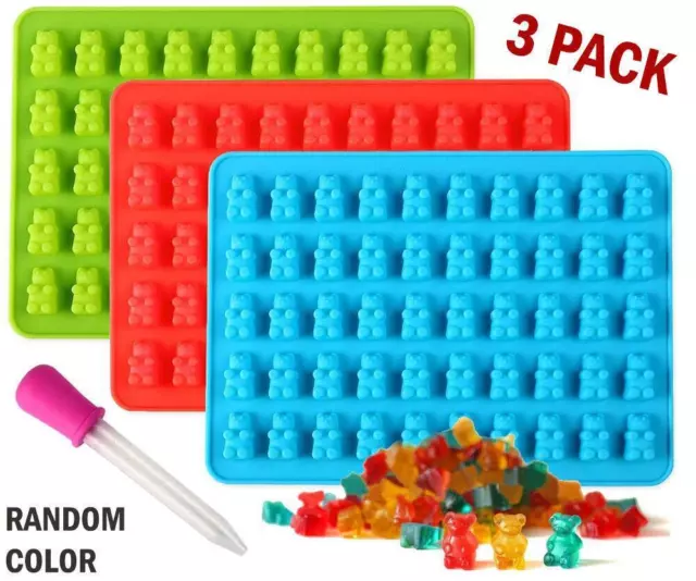 Gummy Bear Mold Candy & Ice Cube Tray Chocolate Maker 3 Silicone Molds Craft Kit