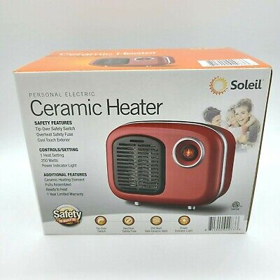 Soleil Personal Indoor Ceramic Mini Heater Red New 250W Free Shipping