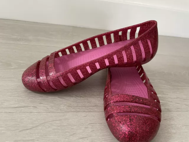 Crocs Pink Glitter Jelly Shoes Girls Size 1