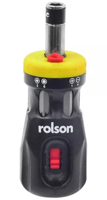 Rolson 28402 12 in 1 Mini Stubby Screwdriver Ratchet Action Screwdriver Set