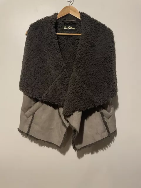 Sam Edelman Women’s Medium Gray Faux Suede And Fur Lined Open Front Vest Jacket