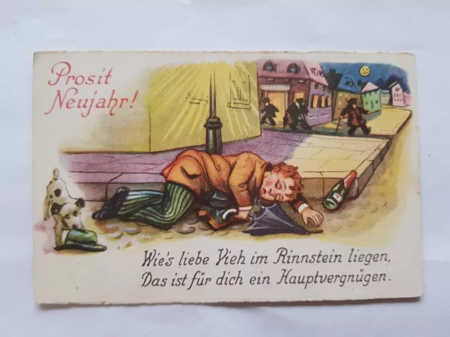 Prosit Neujahr. Alte Ansichtskarte / Postkarte farbig, Vintage / Nostalgie