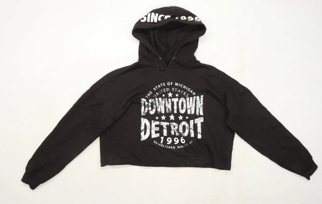 New Look Girls Black  Cotton Pullover Hoodie Size 12-13 Years   - Cropped