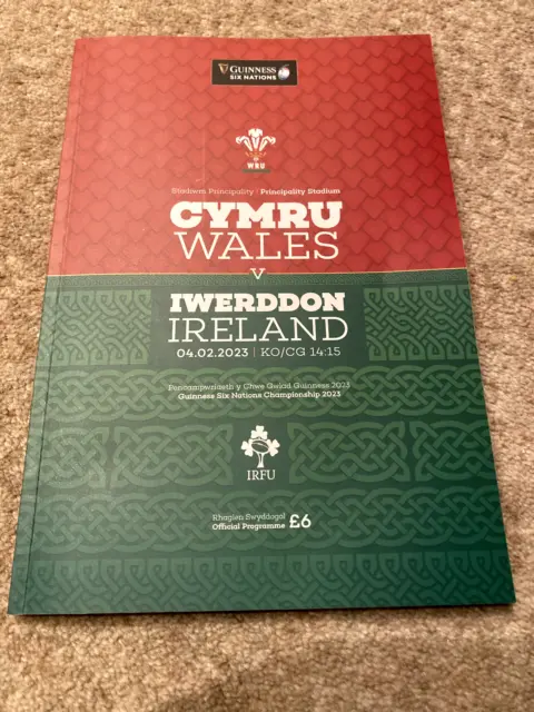 Wales v Ireland Saturday 4th February 2023 Guinness Six Nations Match Programme