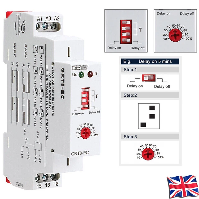 ON DELAY & Off Delay Timer Relay Time Delay Cycler Switch 10A DC24V ...