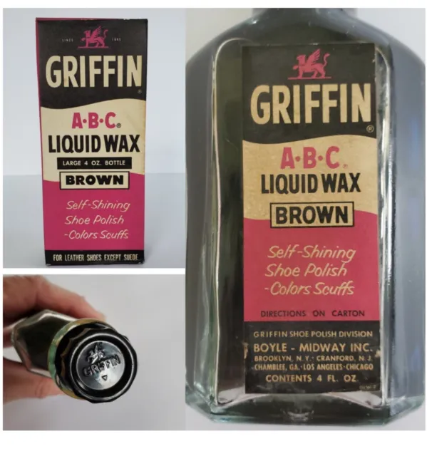 Griffin Allwite Original Box White Shoe Polish Bottle Prop Package Advert  Vtg