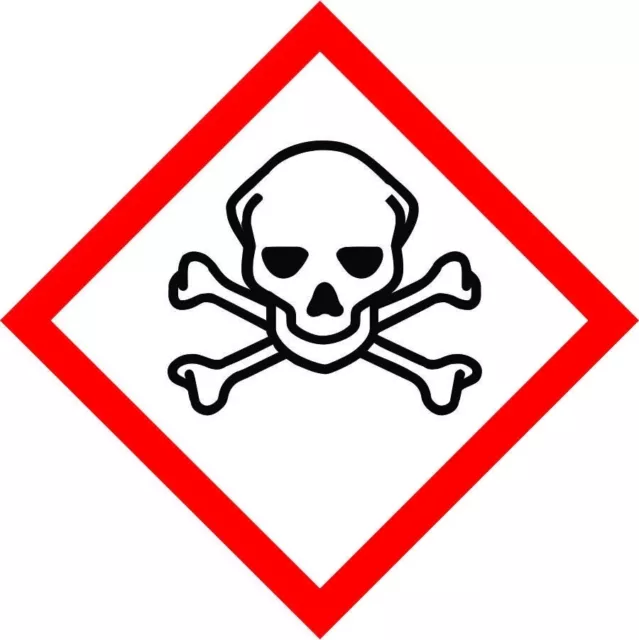 10 x Hazard warning labels / GHS Stickers 50mm TOXIC