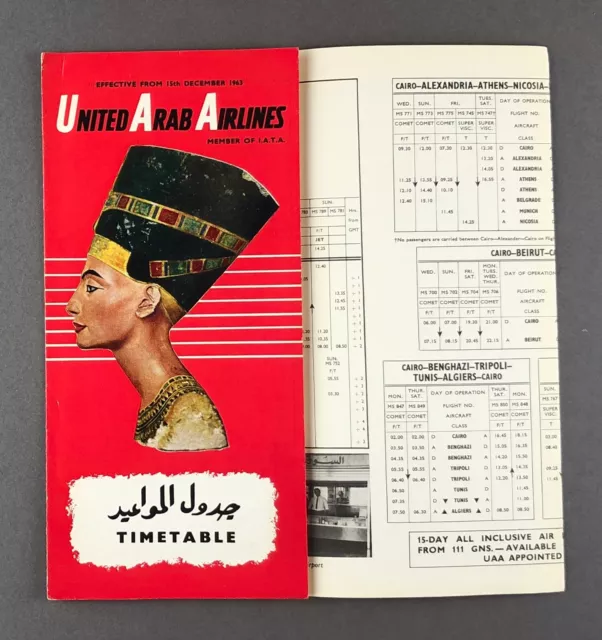 Uaa United Arab Airlines Timetable December 1963 Comet 4 3