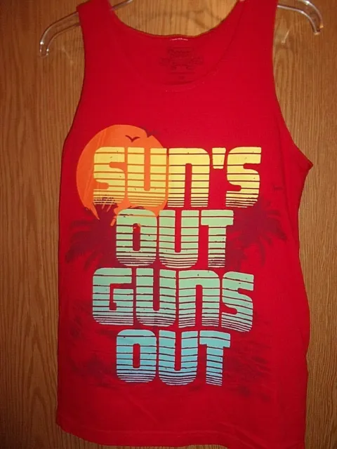 SUNS OUT GUNS OUT red S tank Top Spencers