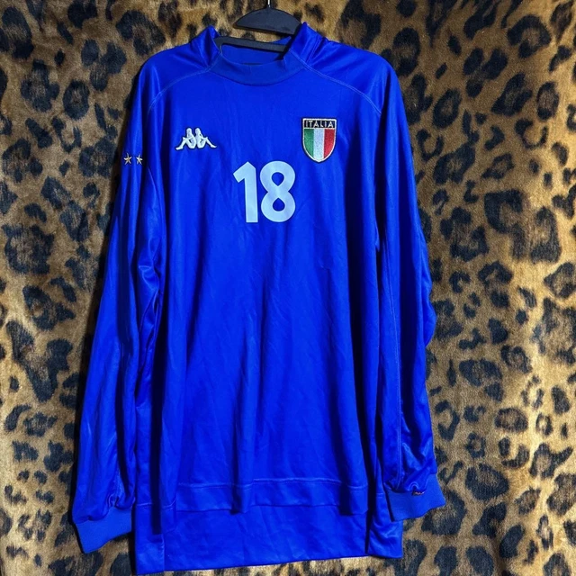 Italy バッジョ　XL size baggio football 1999 KAPPA ITALY BAGGIO #18 XL Long Sleeve Jersey 1999 Euro