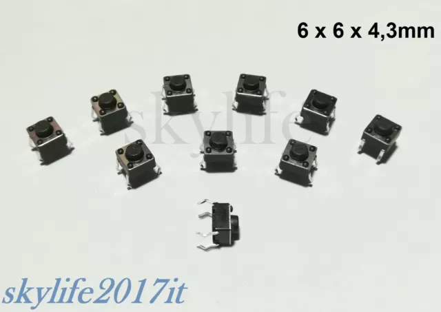 10pz Mini Micro PULSANTE 6X6X4,3mm INTERRUTTORE SWITCH TATTILE 4 PIN Arduino