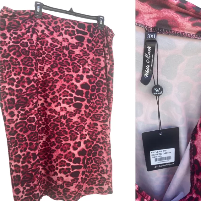 3XL Red Leopard Print Pencil Skirt plus size NWT  rockabilly Punk gothic cheetah
